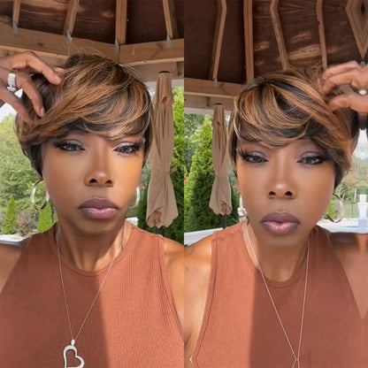 （Denise Same）Pixie Cut Wig Human Hair 1B/30(9149-1B30)