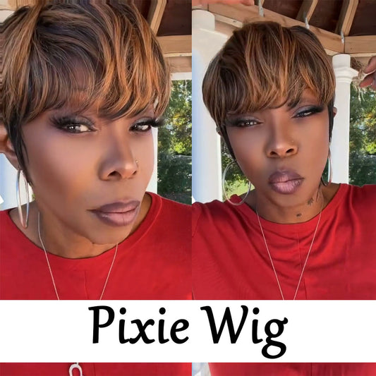 （Denise Same）Pixie Cut Wig Human Hair 1B/30(9149-1B30)