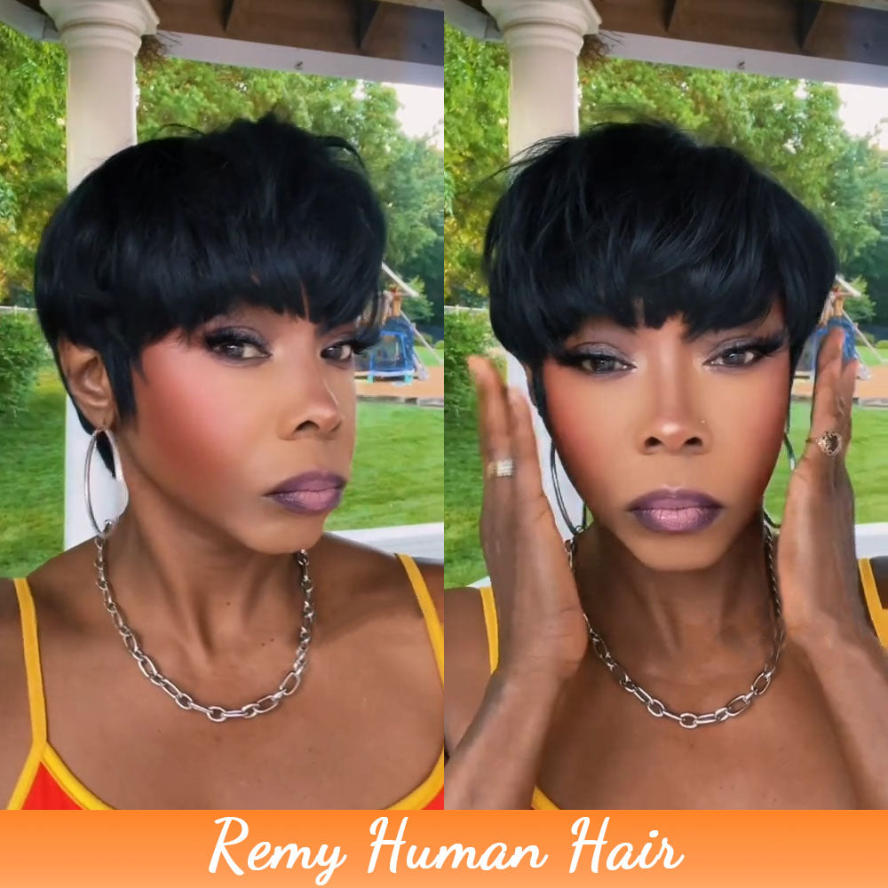 (Denise Same) Pixie Cut Wigs Human Hair (036-1B)