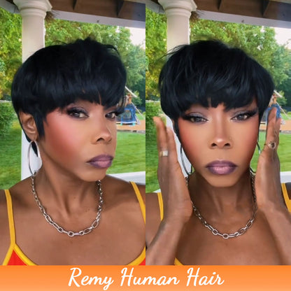 (Denise Same) Pixie Cut Wigs Human Hair (036-1B)