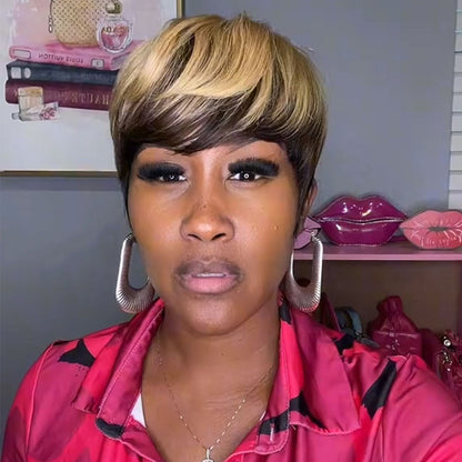 【KiKi Same】Short Pixie Cut Wigs for Black Women Ombre Blonde  (9171-1B/4/27)