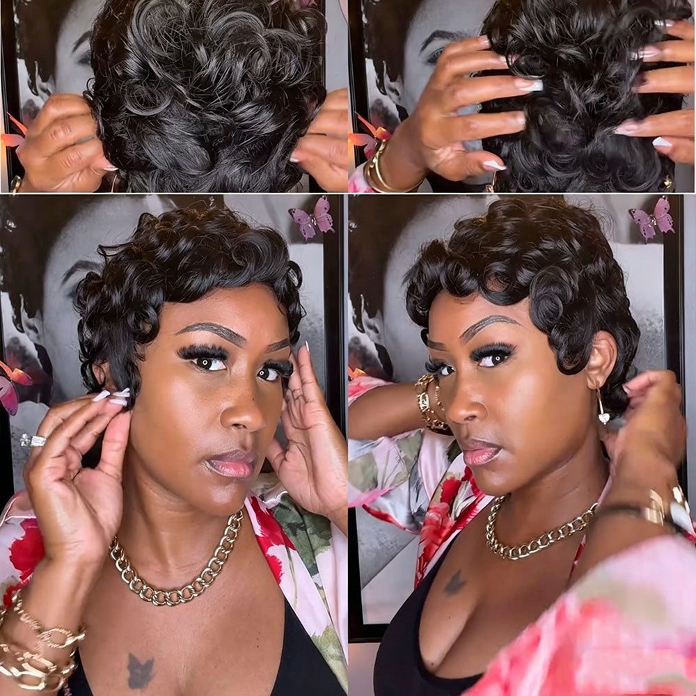 【KiKi Same】Short Pixie Cut Wigs Human Hair for Women (025-1B)