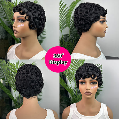 (Denise Same) Short Pixie Cut Wigs Human Hair for Women (025-1B)