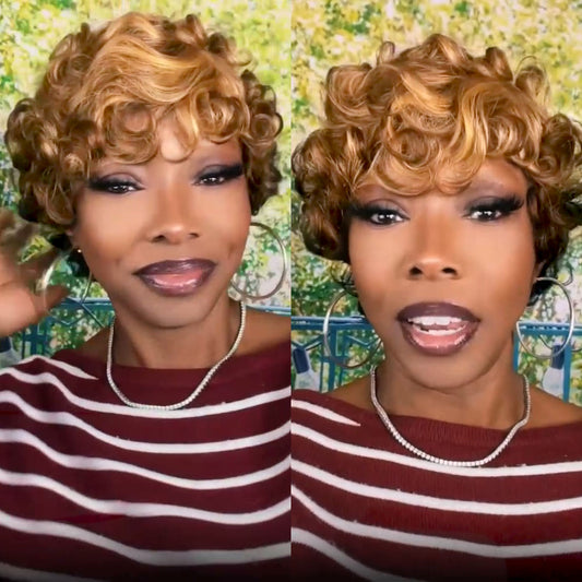 (Denise Same) Showreal Pixie Cut Wigs 3 Tone Ombre Color(025-1b/4/27)