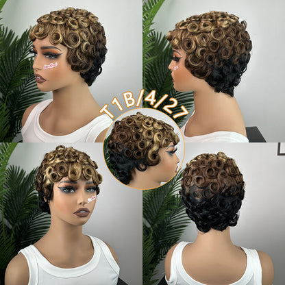 (Denise Same) Showreal Pixie Cut Wigs 3 Tone Ombre Color(025-1b/4/27)