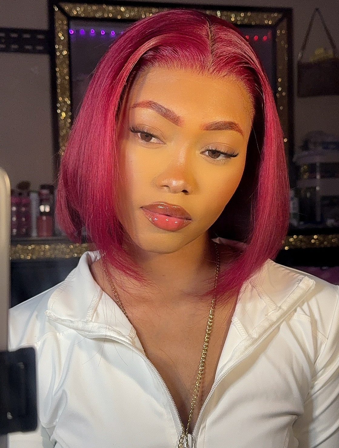 ShowReal Five Colors Bob 13x4 HD Transparent Lace Frontal Straight Bob Human Hair Wig Black Burgundy Highlight Ginger Color for Black Women