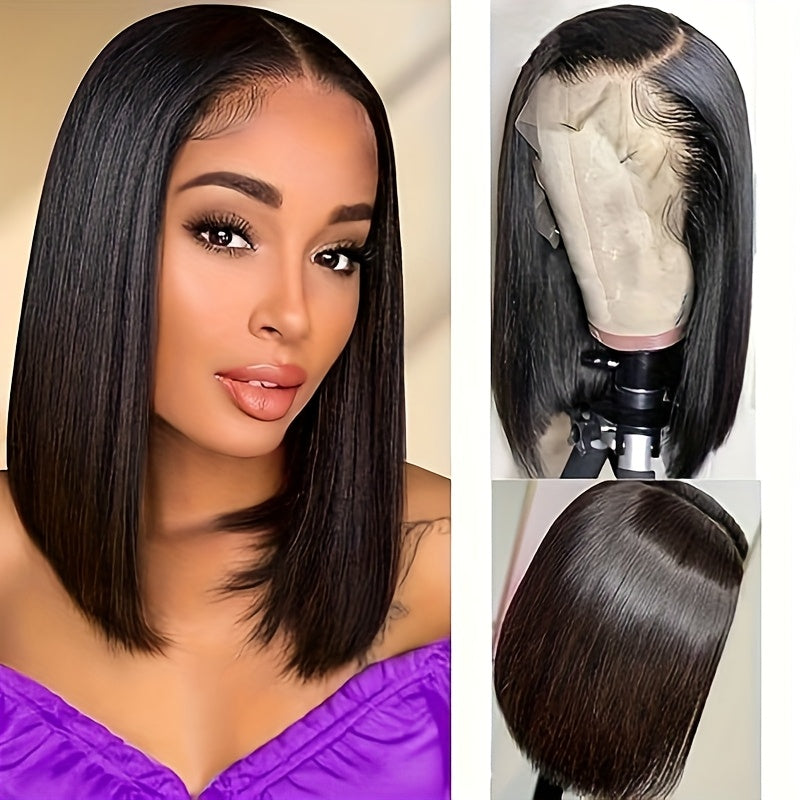 ShowReal Five Colors Bob 13x4 HD Transparent Lace Frontal Straight Bob Human Hair Wig Black Burgundy Highlight Ginger Color for Black Women