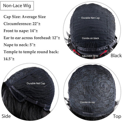 ShowRealHair Glueless Pixie Wig Curly Pixie Cut Wig Human Hair Short Wigs Short Curly Wigs for Women Full and Fluffy Machine Made Wig Human Hair Pixie Cut Glueless Hair Replacement Wig Black Color