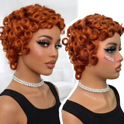 Showreal Pixie Cut Wigs Human Hair for Black Women Short Pixie Cut Wigs 100% Real Human Hair Lightweight Glueless Natural Black Layered Pixie Wig(025-1B)