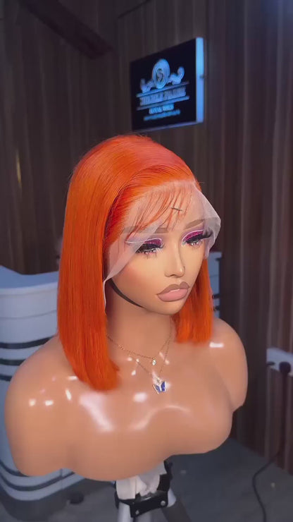 ShowReal Five Colors Bob 13x4 HD Transparent Lace Frontal Straight Bob Human Hair Wig Black Burgundy Highlight Ginger Color for Black Women