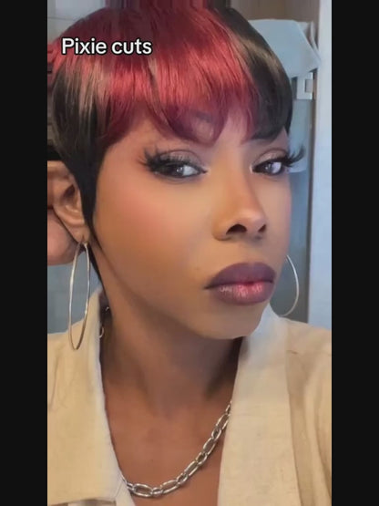 (Denise Same) Pixie Cut Wig Human Hair Wigs For Black Women (089-1B99J)