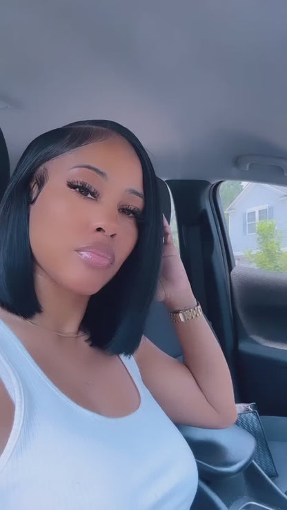 ShowReal Bob Wigs Human Hair 13x4 HD Lace Front Bob Wig Human Hair Short Straight Frontal Glueless Bob Wigs for Black Women Human Hair Pre Plucked with Baby Hair 180% Density