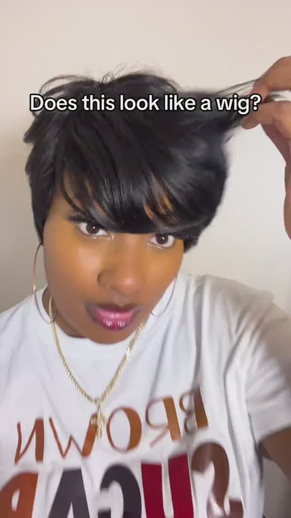 【Deshay|Budget Babe|  Same】Short Pixie Cut Wig Human Hair 1B Colored (9149-1B)