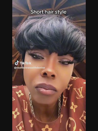 Showreal Bowl Cut Pixie Cut Wigs Human Hair for Black Women Pixie Cut Human Hair Wig Glueless Wigs Full Machine Made（0501）