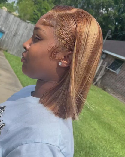 ShowReal Bob Wigs Human Hair 13x4 HD Lace Front Bob Wig Human Hair Short Straight Frontal Glueless Bob Wigs for Black Women Human Hair Pre Plucked with Baby Hair 180% Density