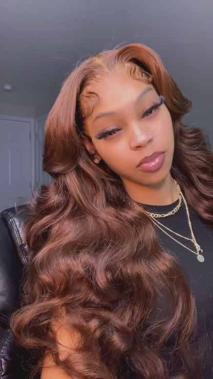 ShowReal Chocolate Brown Lace Front Wigs Body Wave Brazilian Colored 30 Inch 13x4 Brown Lace Frontal Wig 100% Human Hair Wigs Pre Plucked 180% Density