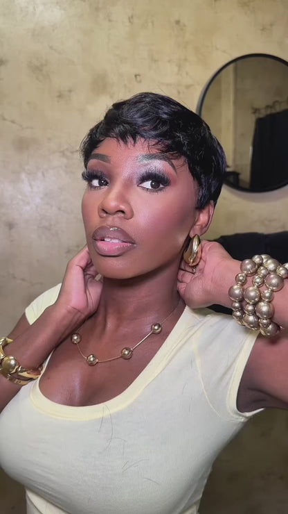 【Kym-Shyerra Same】Short Pixie Cut Wigs Human Hair for Black Women (036-1B)