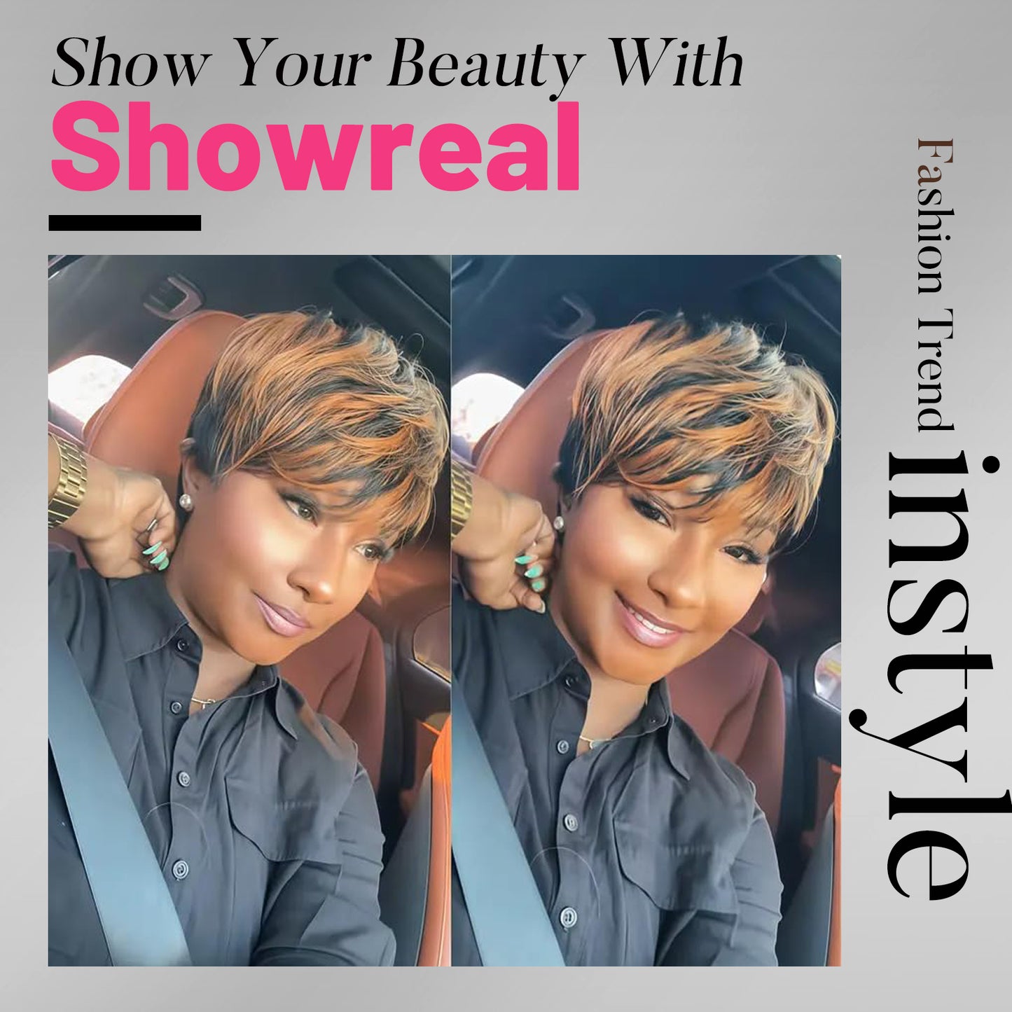 Short Pixie Cut Wig Human Hair 1B/30 Colored Wig with Bangs Full Machine Glueless Wig(9149-1B30)