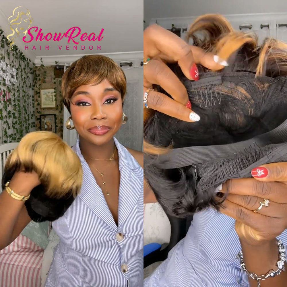 【Mercy Seyifunmi  Same】Short Pixie Cut Wig Human Hair 1B/30,1B/4/27 Colored Wig (9149-1B30),(9171-1B/4/27)